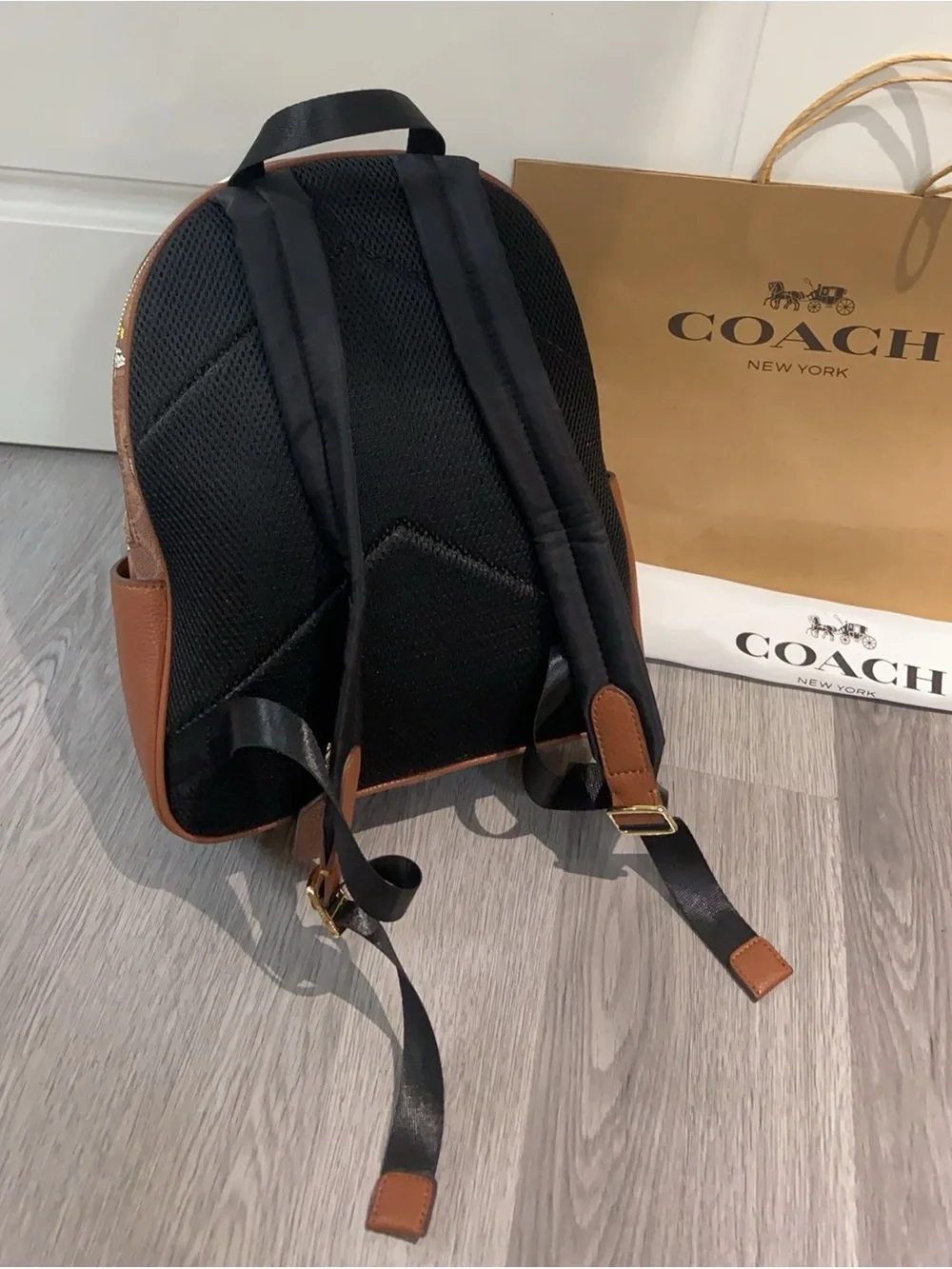 Coach Brown Snoopy Print Leather Mini Backpack